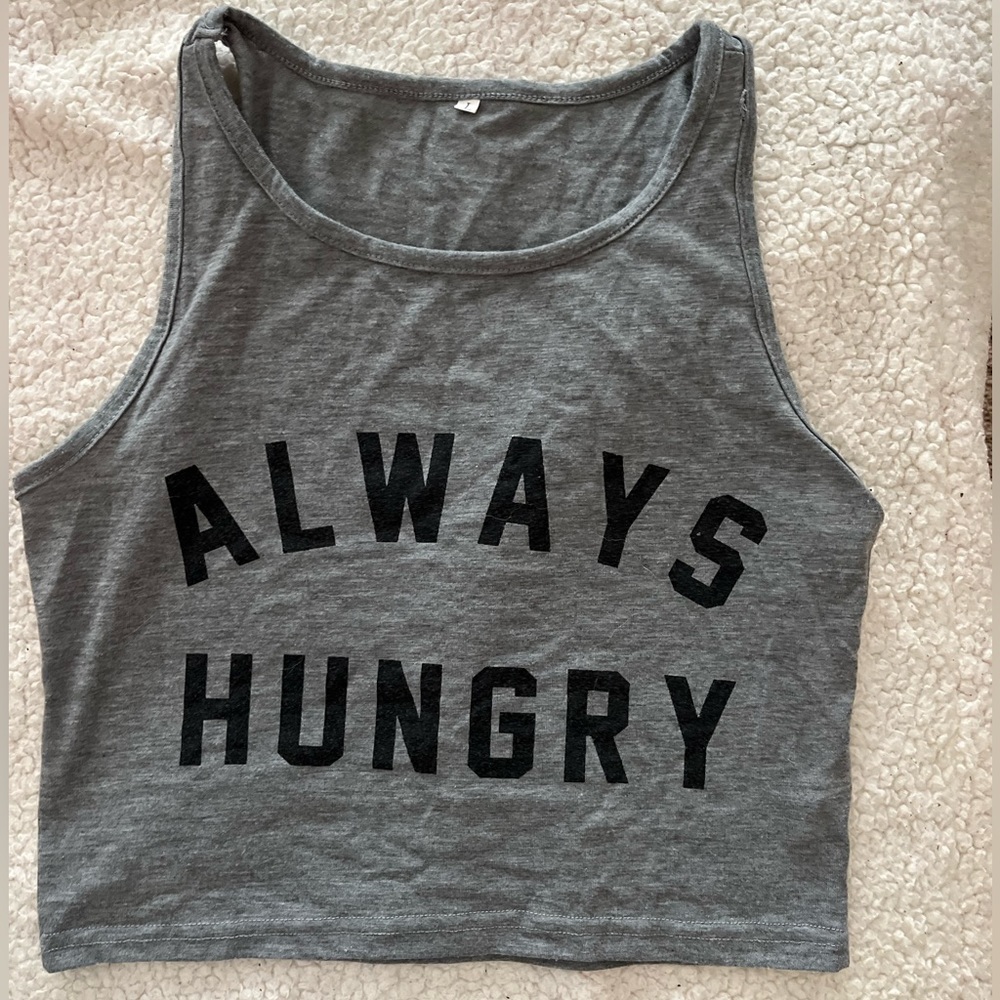 Gray Crop Top with Black Lettering